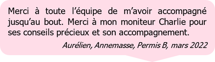 Avis d'un candidat au permis dans l' Auto Ecole CFCR VINDRET...